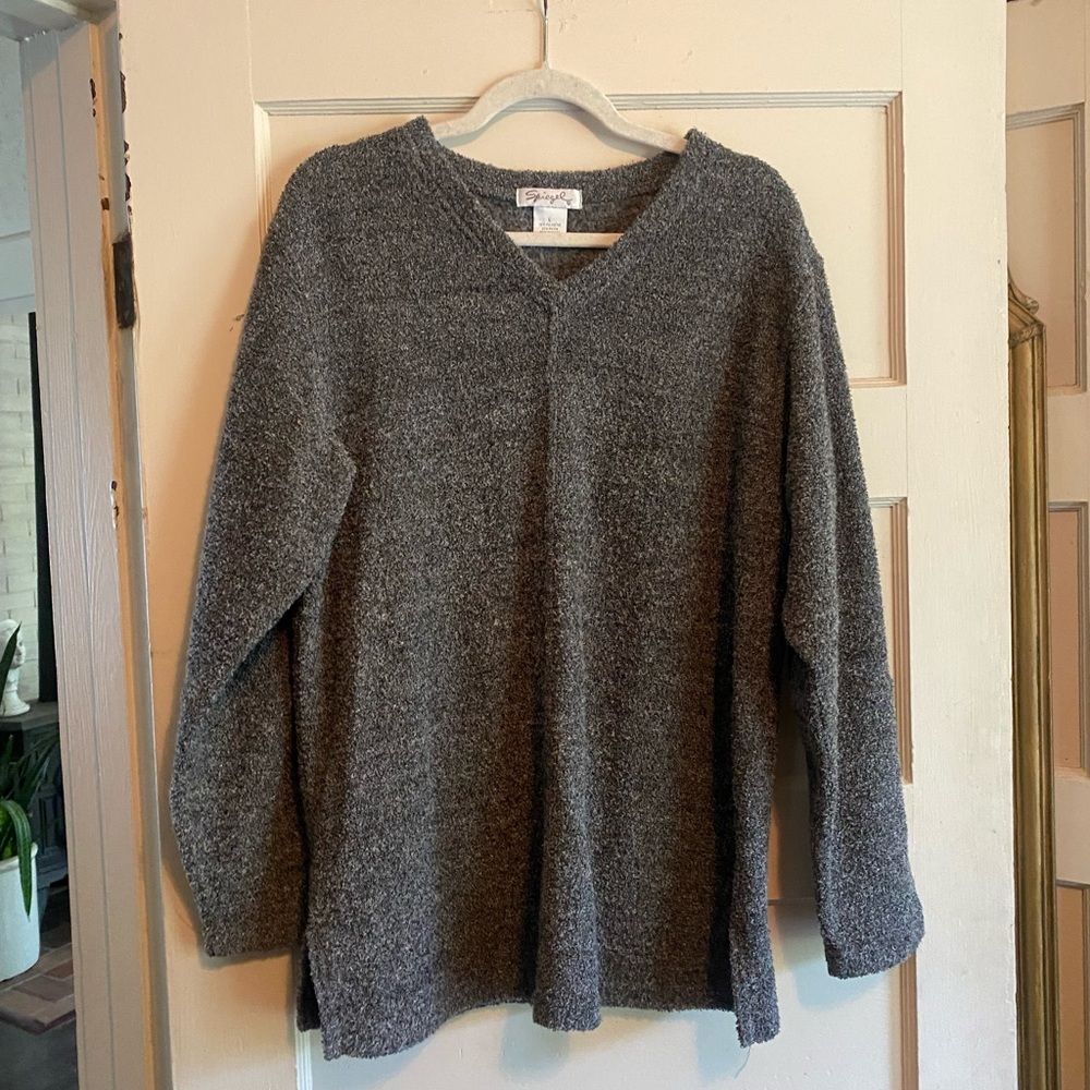 Spiegel Gray V-Neck Sweater Cozy Knit
